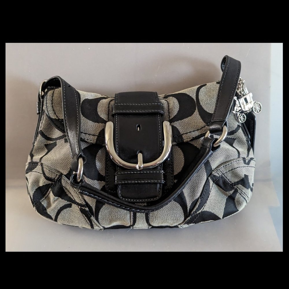 Coach Signature Soho Canvas Flap Bag Purse